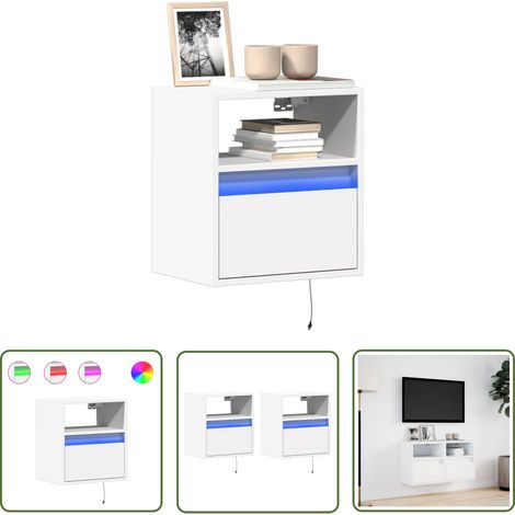 vidaXL TV-Wandschränke mit LED-Beleuchtung 2 Stk. Weiß 41x31x45 cm (1/5)