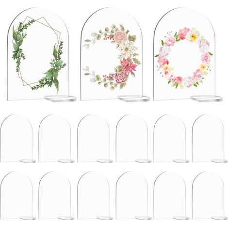 Lot de 15 marque places de mariage, panneaux en plexiglas transparent avec 15 bases, panneaux de bienvenue en acrylique transparent pour mariages, fêtes, réunions et bureaux.
