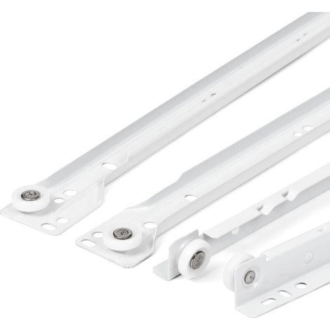 Coulisse Tiroir 400 mm - Lot de 2 (1 paire) Rails pour Tiroir Coulissants, en blanc, Système de Glissière à Sortie Partielle - Kit de Tiroir Coulissants à montage facile (1/4)