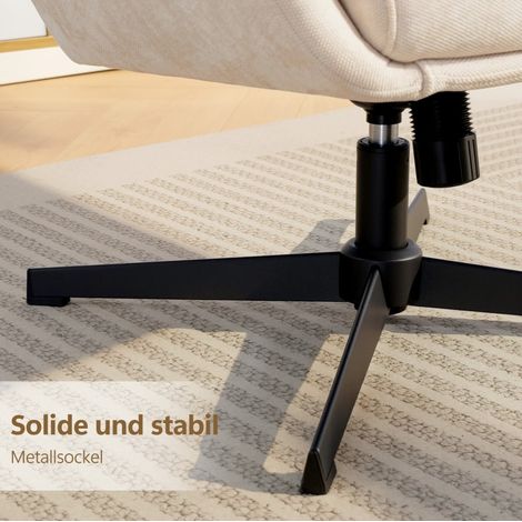 Relaxsessel 75x66x99 cm Beige mit Fußhocker, Metallgestell MEUBLIV (1/5)