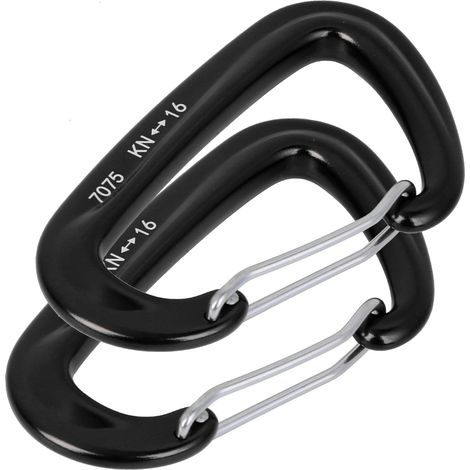 2PCS Mousquetons en Acier Noir pour Hamac, Sécurité Escalade et Accrochage de Balançoire Extérieure