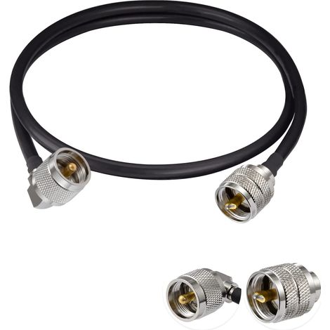 1 Câble Cavalier PL-259, Connecteur UHF Mâle Droit et Angulaire, RG58 60CM, Pour Radio CB Et Talkie-walkie