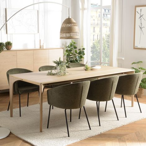 MAXENCE - Table à manger rect. 220x100cm pieds en bois de chêne massif (1/5)