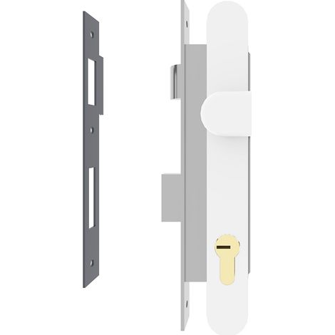 Système de verrouillage pour portail battant K-LOCK blanc (1/2)