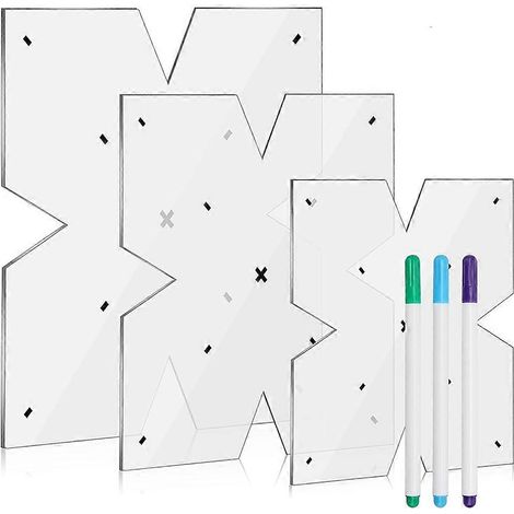 Set mit 3 Schablonen für Acryl-Schüsseldeckel mit wasserlöslichen Nähstiften, Größen 8/10/12 Zoll (1/5)