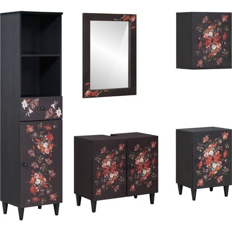 Badezimmerschrank-Set mit Schubladen 5 pcs Massivholz Mango vidaXL