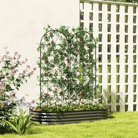Griglia per rampicanti 50x150 cm nera in metallo set da 2 con rivestimento antiruggine da interrare (1/5)