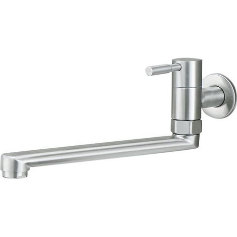 Rubinetto da cucina allungato in acciaio inox, rubinetto singolo per acqua fredda da balcone, rubinetto antispruzzo per cucina domestica. (1/4)