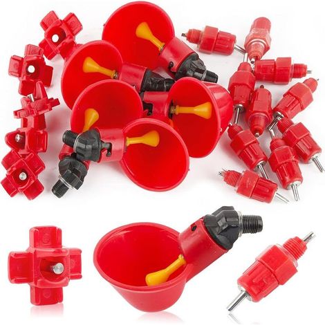20pcs Eau Tetine Poulet Alimentateur, Abreuvoir Poulet Automatique, Abreuvoir a Poulet Bol d'Eau en Plastique, pour Poule Volaille Canards Oiseau (1/5)