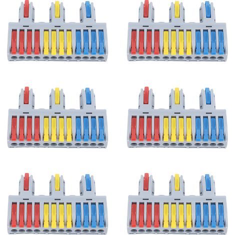 Connecteur de fil à levier enfichable, 6 pièces, 32A, 3, 12 sorties, électrique rapide pour fils flexibles et solides (1/5)