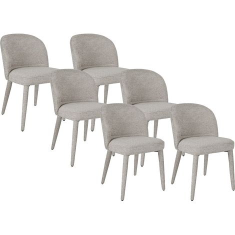 Sedia in tessuto testurizzato Beige - Lotto di 6 - MUKLEA