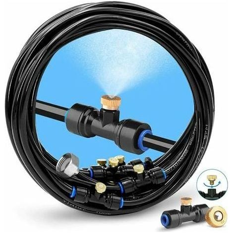 Brumisateur Exterieur, 9M Brumisateur Terrasse avec 11 Buse Brumisateur Brumisateur Buse d'atomisation de refroidissement dispositif d'arrosage automatique tuyau d'arrosage agricole irrigation par mic (1/5)