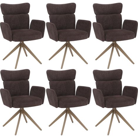 Lot de 6 chaises de salle à manger HWC-N11, chaise pivotante avec retour automatique, tissu bouclé 350 g/m2 Öko-Tex- mar (1/5)
