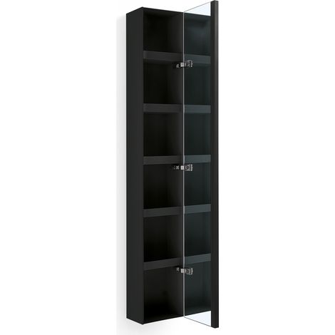 Lineabeta - Colonna con anta a specchio Ciacole L.160X25 cm nero (1/2)