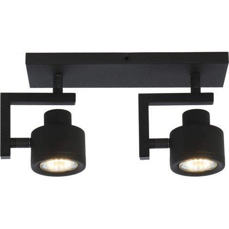 Spot plafonnier double noir orientable Alenis 2 GU10