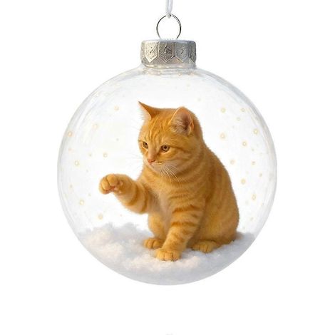 Cute Cat Festival Glass Ornaments Collection, Vivid 3D Cat Crystal Ball