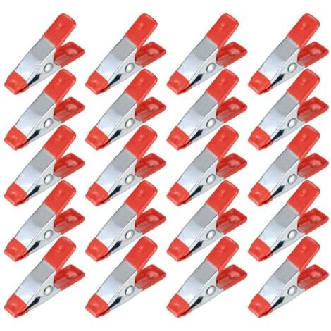 20 pinces à ressort métalliques de 5 cm (2 pouces), robustes et munies d'une tête adhésive, idéales pour le travail du bois, le camping, la rénovation et la photographie. Couleur : rouge. (1/5)