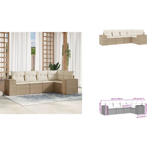 Salon de jardin avec coussins 5 pcs beige résine tressée - Ensemble Salon De Jardin - Meuble Extérieur - Résine Tressée - Rotin Synthétique - Mobilier De Jardin (1/3)