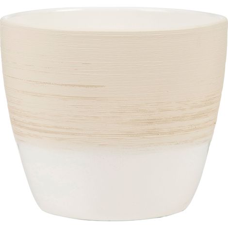 Pot de fleurs en céramique Scheurich. Couleur : Crème vanille. 19 cm de diamètre. 17.5 cm de haut. 3.3 l Vol.