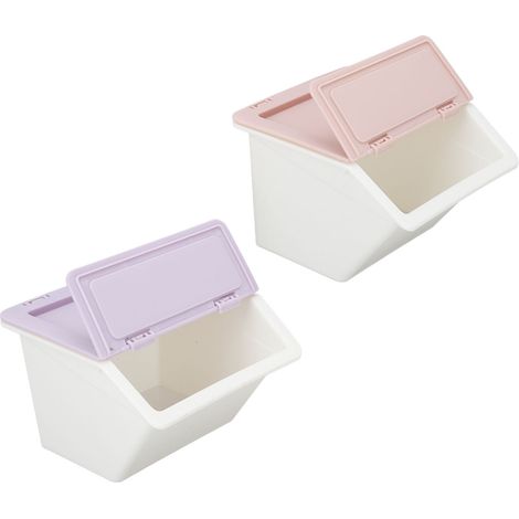 Boîte de Rangement Bureau Violet Rose Housses Anti-Poussière Empilables Organisation Maquillage Soins Trousse Cosmétique Étagère Tiroir (1/5)