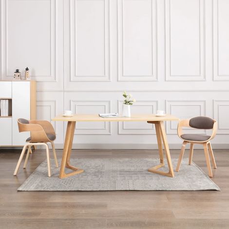 Lot de 2 Chaises de salle à manger - Chaises à dîner Bois courbé et tissu taupe BV899774 - BonneVie (1/5)