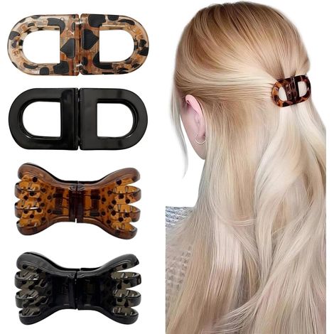 Set di 4 fermagli per capelli magnetici antiscivolo, nuove mollette magnetiche, tenuta forte, fermaglio per capelli senza cuciture 2 in 1, fermagli per capelli forti per acconciatura e uso quotidiano (1/5)
