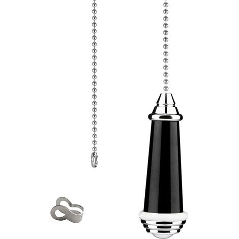 Extension de chaîne de traction avec chaîne à billes 85 cm de long 8 cm de long pour lampe de salle de bain, toilettes, interrupteur de ventilateur (noir)