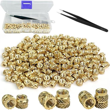 150 inserts filetés, M3-4 5, 5 5, 6 5 écrous moletés en laiton, écrous à sertir, manchons à visser en alliage, douilles filetées, inserts filetés pour composants imprimés, 1 x pince à épiler (1/5)