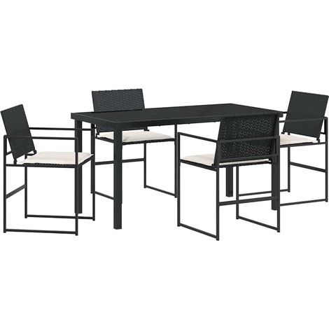 Ensemble de salle à manger pour jardin 5 pcs,Salon de jardin Noir Poly rotin CFW72405 (1/5)