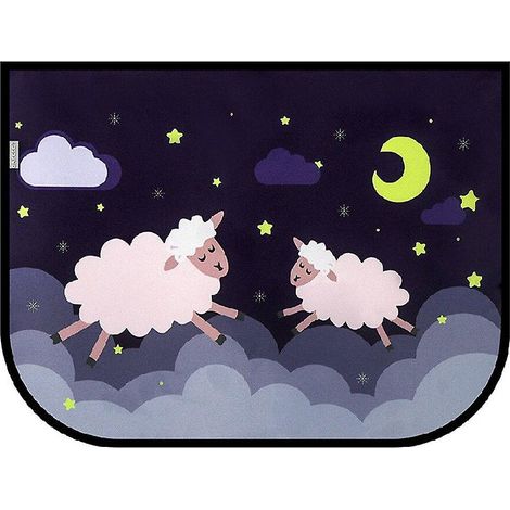 Pare-soleil universel pour voiture 60x45cm, protection UV, rideau pare-soleil pour vitres latérales, idéal pour les bébés et les enfants. Motif mignon de moutons en train de courir.