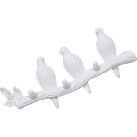 crochet mural en ABS blanc orné d oiseaux Fixé au mur et