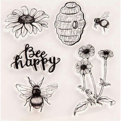 Fröhliche Bienenblume Silikon-Siegelstempel, DIY Scrapbooking, Prägung, Fotoalbum