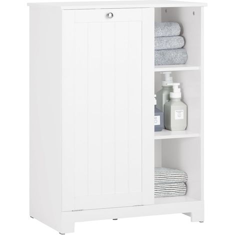 SoBuy Laundry Cabinet Storage Cabinet with Laundry Basket,BZR105-W (1/5)