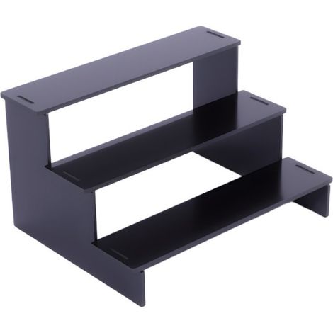 Présentoir à 3 niveaux en acrylique noir, étagère de rangement de 7 cm pour parfums, eaux de Cologne, figurines, produits de soin, objets de collection et cosmétiques. (1/4)