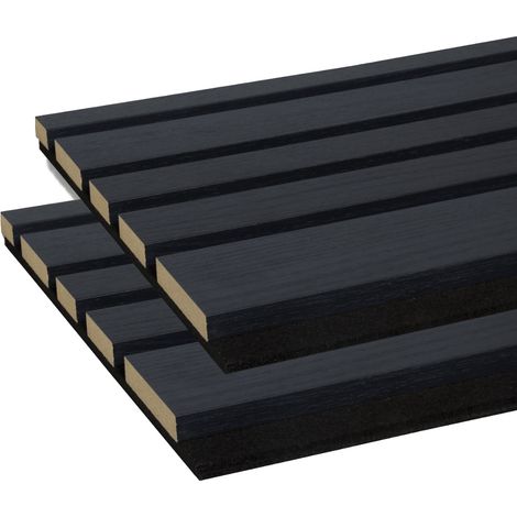 Forestea – Lot de 2 panneaux acoustiques MDF décor chêne lave – 2600 x 300 x 17 mm – Amélioration acoustique pour mur et plafond – PEFC 70%