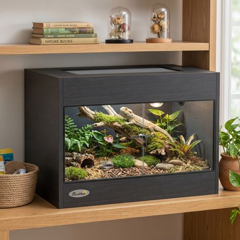 Terrarium Bois OSB, Porte Verre Trempé, Vivarium Reptiles, 60x45x45 cm, Structure Robuste (1/5)