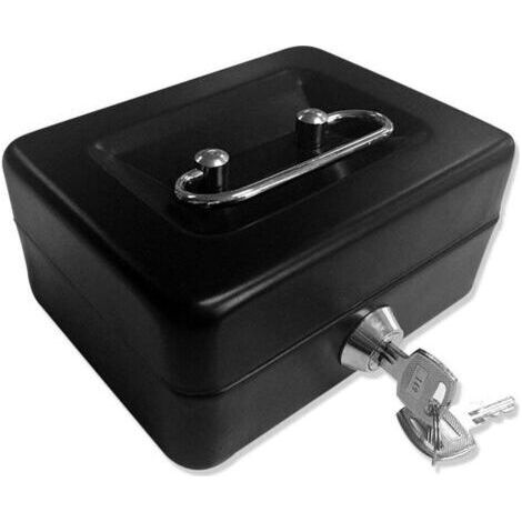 15 x 12 x 8cm(Noir) Caisse avec Serrure à clé, Tirelire portative en métal à Double Couche et 2 clés pour la sécurité