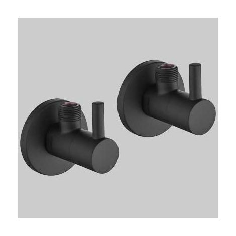 COPPIA RUBINETTI SOTTOLAVABO TONDO NERO - 1/2 x 3/8