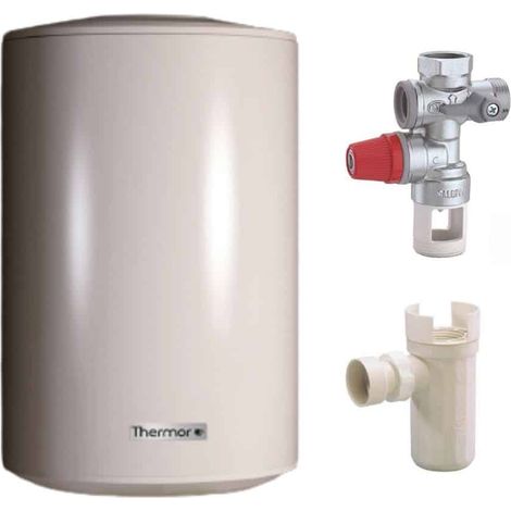 Thermor – Pack chauffe-eau électrique vertical 100L – Résistance stéatite – Groupe de sécurité 3/4" – Siphon inclus – Classe énergétique C (1/5)