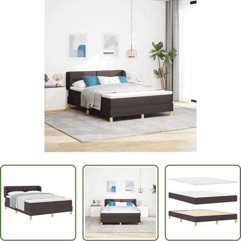vidaXL Stoffbett -  Boxspringbett mit Matratze Dunkelbraun 140 x 190 cm Stoff