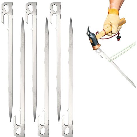 6 piquets de tente 22 cm, acier inoxydable. Robustes, réutilisables, forte adhérence, résistants aux intempéries. Kit d'ancrage pour auvent de cour et jardin (1/5)