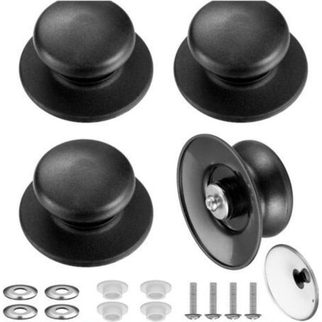 PCS poignée couvercle casserole, bouton de couvercles cocotte en fonte universel, Boutons de rechange en bakélite, pot lid handle, Résistants à la chaleur, avec vis, pour Poêle, Marmite (1/5)