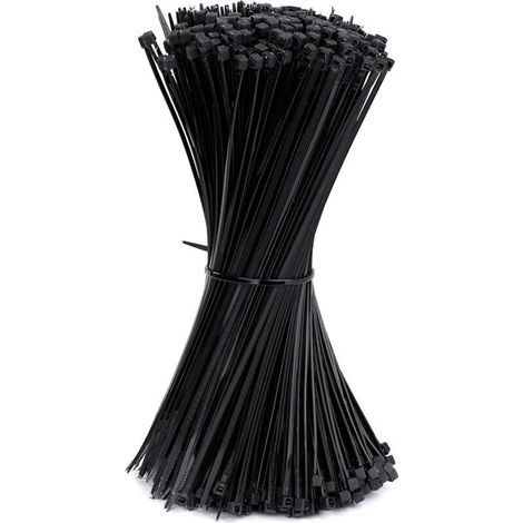 Serre-cables électriques 200 x 2.5 mm Attaches de Cable en Plastique Nylon Autobloquantes Noir 500 Pièces (1/4)