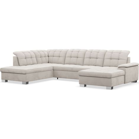Selsey Jamaal - Wohnlandschaft mit Schlaffunktion und Stauraum, rechtsseitig, Velours hydrophob, taupe (1/5)