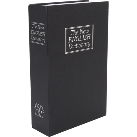 Tirelire en forme de dictionnaire, en acier inoxydable, style livre réaliste, avec serrure et clé, noire. (1/5)
