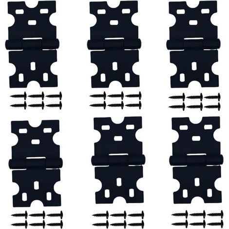 6 Pcs Charnières Noires, Les Charnières D'armoire avec des Vis Conviennent pour Petites Portes/Tiroirs/Fenêtres/Quincaillerie de (1/4)