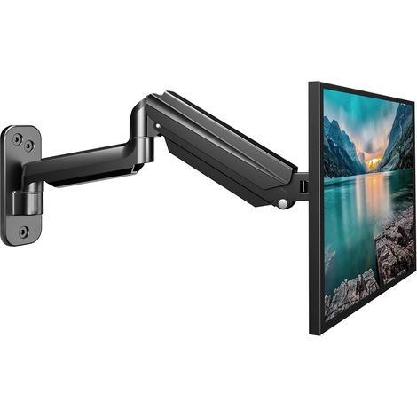 Support Mural Ecran PC pour Écrans LED/LCD/TV 17-32 Pouces jusqu'à 9 kg, Bras Ecran PC avec Ressort à Gaz Réglable, Support Mural Ecran PC Inclinable, Pivotant et Rotatif, VESA 75/100mm (1/5)