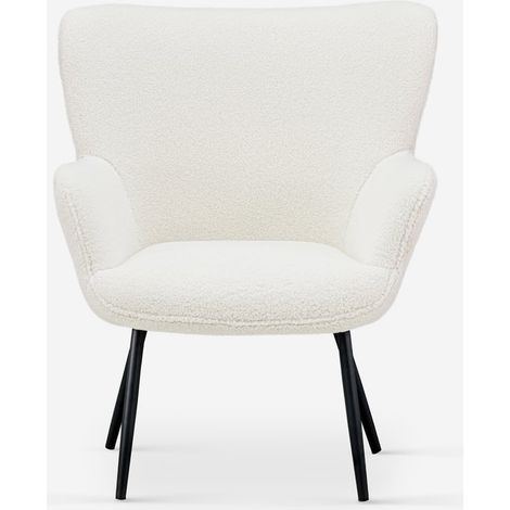 Sillón para salón moderno de tela bouclé color blanco Womb