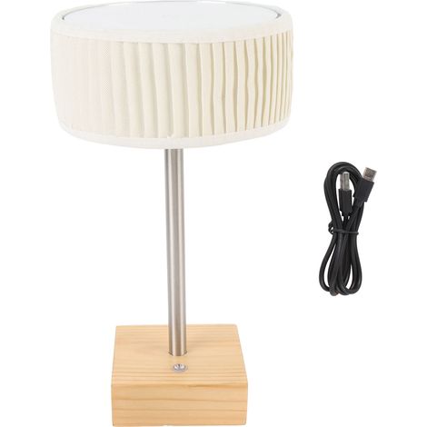 Wiederaufladbare Schreibtischlampe mit Stoffschirm, integriertem Spiegel, moderne dimmbare und berührungsempfindliche LED-Nachttischlampe für Schlaf- oder Wohnzimmer. (1/5)
