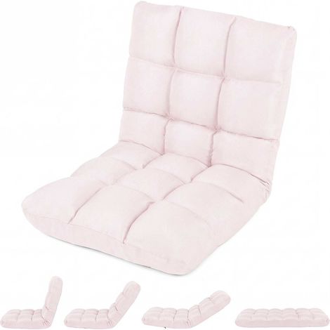Adjustable Folding Gaming Sofa Chair, Light Pink Fabric (1/5)